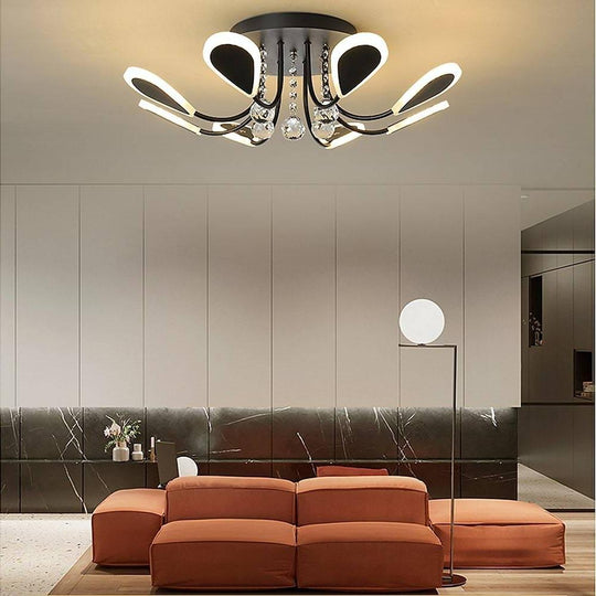 Modern Crystal Flush Mount Ceiling Light 8 Lights