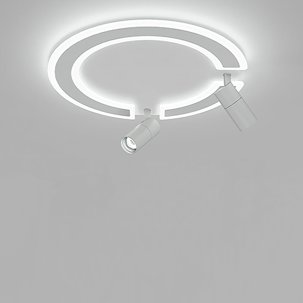 Unique Circle Flush Mount LED Ceiling Light with Adjustable Spotlight