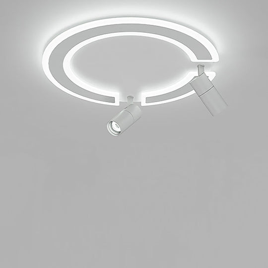 Unique Circle Flush Mount LED Ceiling Light with Adjustable Spotlight