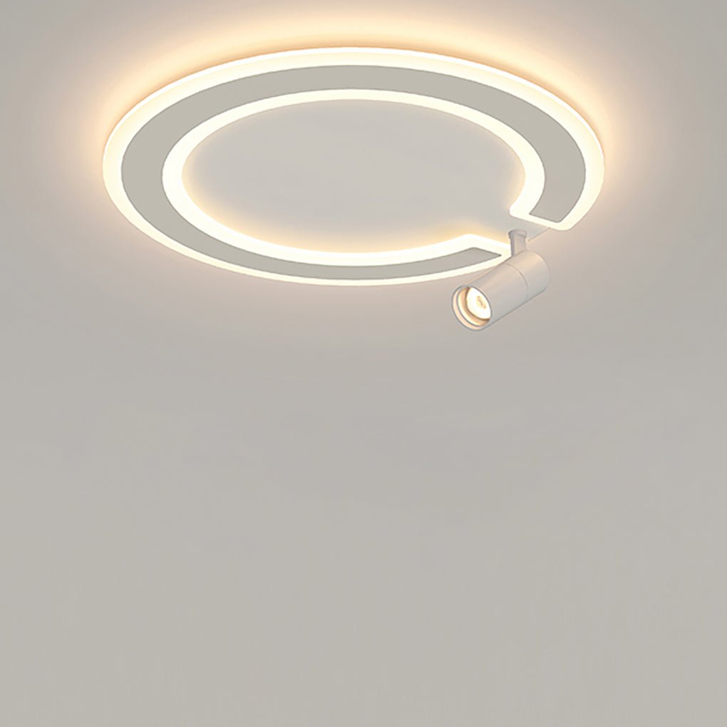 Unique Circle Flush Mount LED Ceiling Light with Adjustable Spotlight