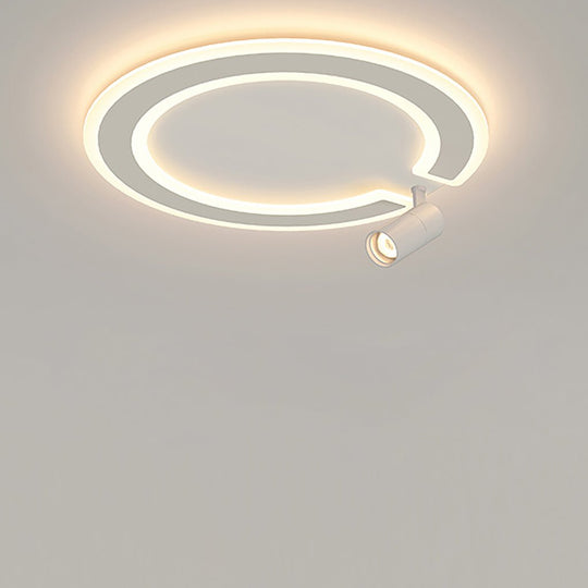 Unique Circle Flush Mount LED Ceiling Light with Adjustable Spotlight