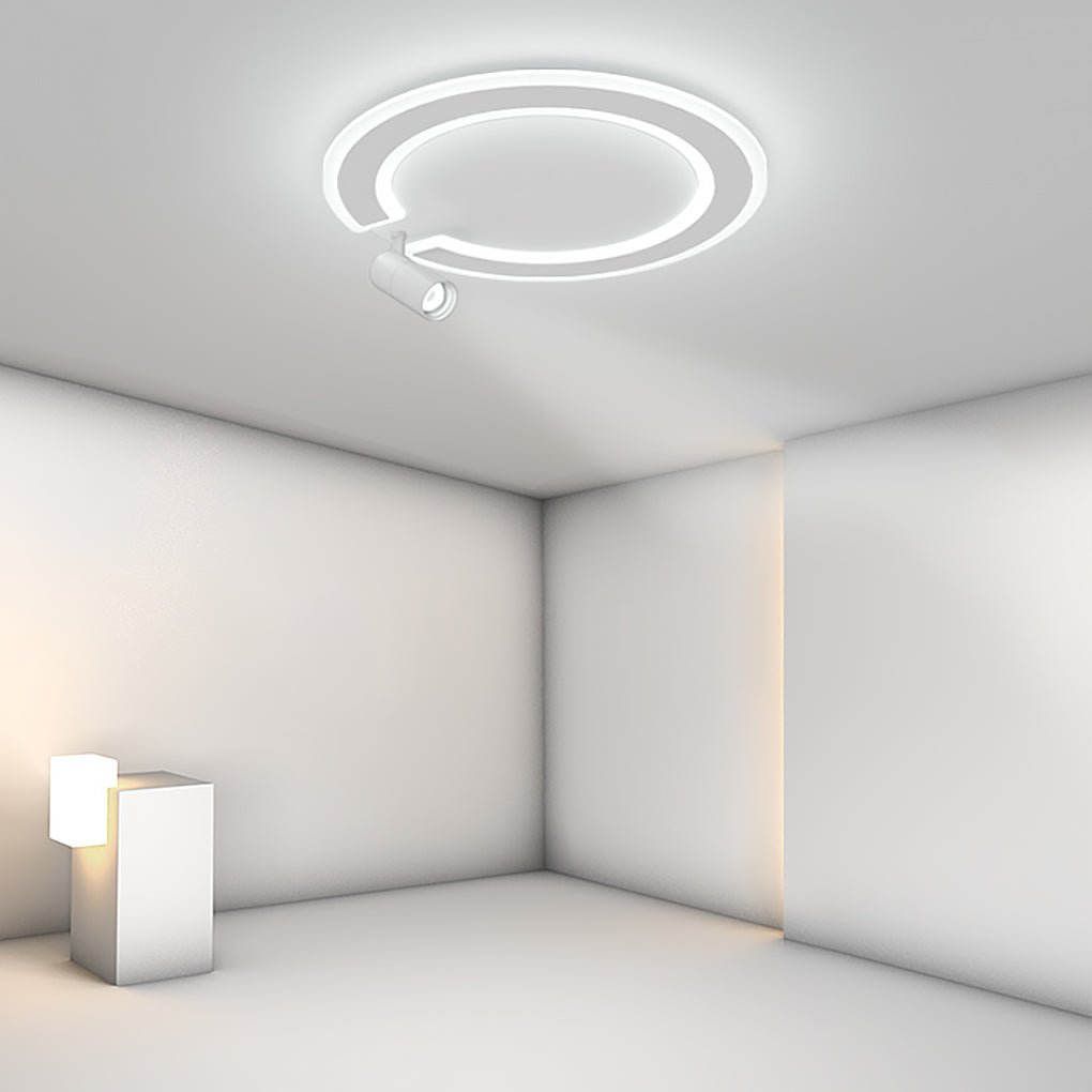 Unique Circle Flush Mount LED Ceiling Light with Adjustable Spotlight
