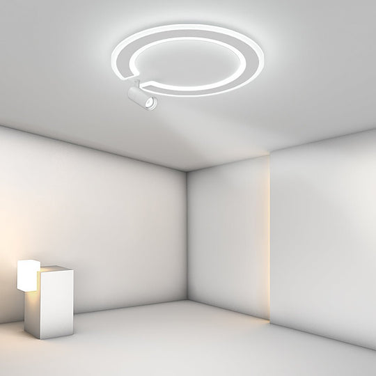 Unique Circle Flush Mount LED Ceiling Light with Adjustable Spotlight