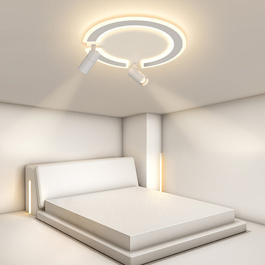 Unique Circle Flush Mount LED Ceiling Light with Adjustable Spotlight