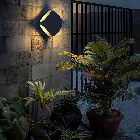 Square LED Outdoor Wall Light Waterproof Black