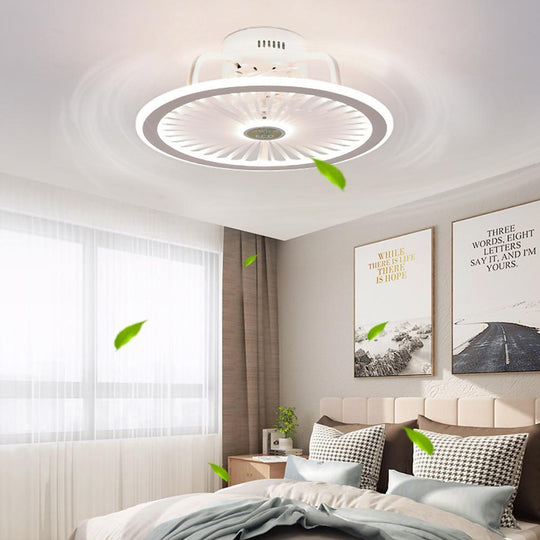 Modern Black & White Bladeless Ceiling Fan with LED Light