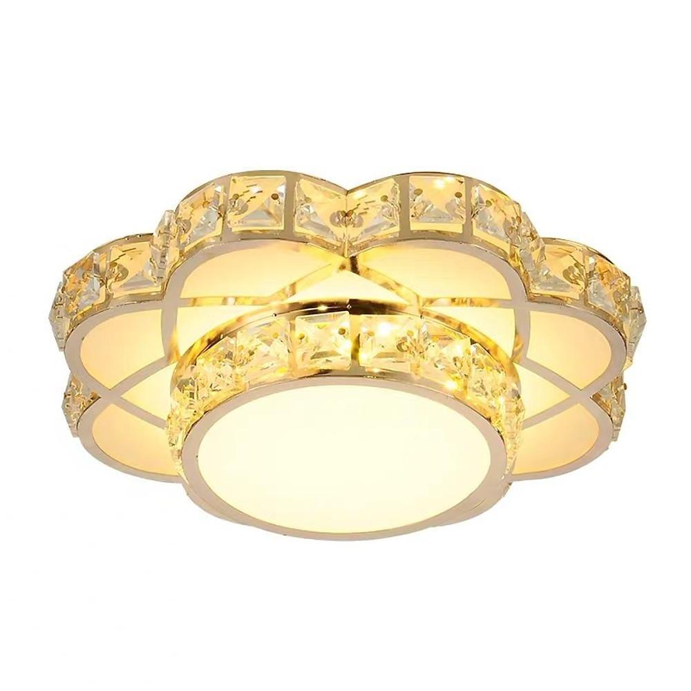 Flower Effect Metal Crystal LED Flush Mount Ceiling Light
