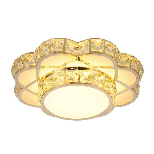 Flower Effect Metal Crystal LED Flush Mount Ceiling Light