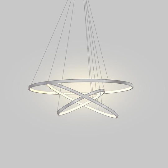 3 Ring Interweaved Circle Design Pendant Lighting Aluminum Acrylic LED Ceiling Light