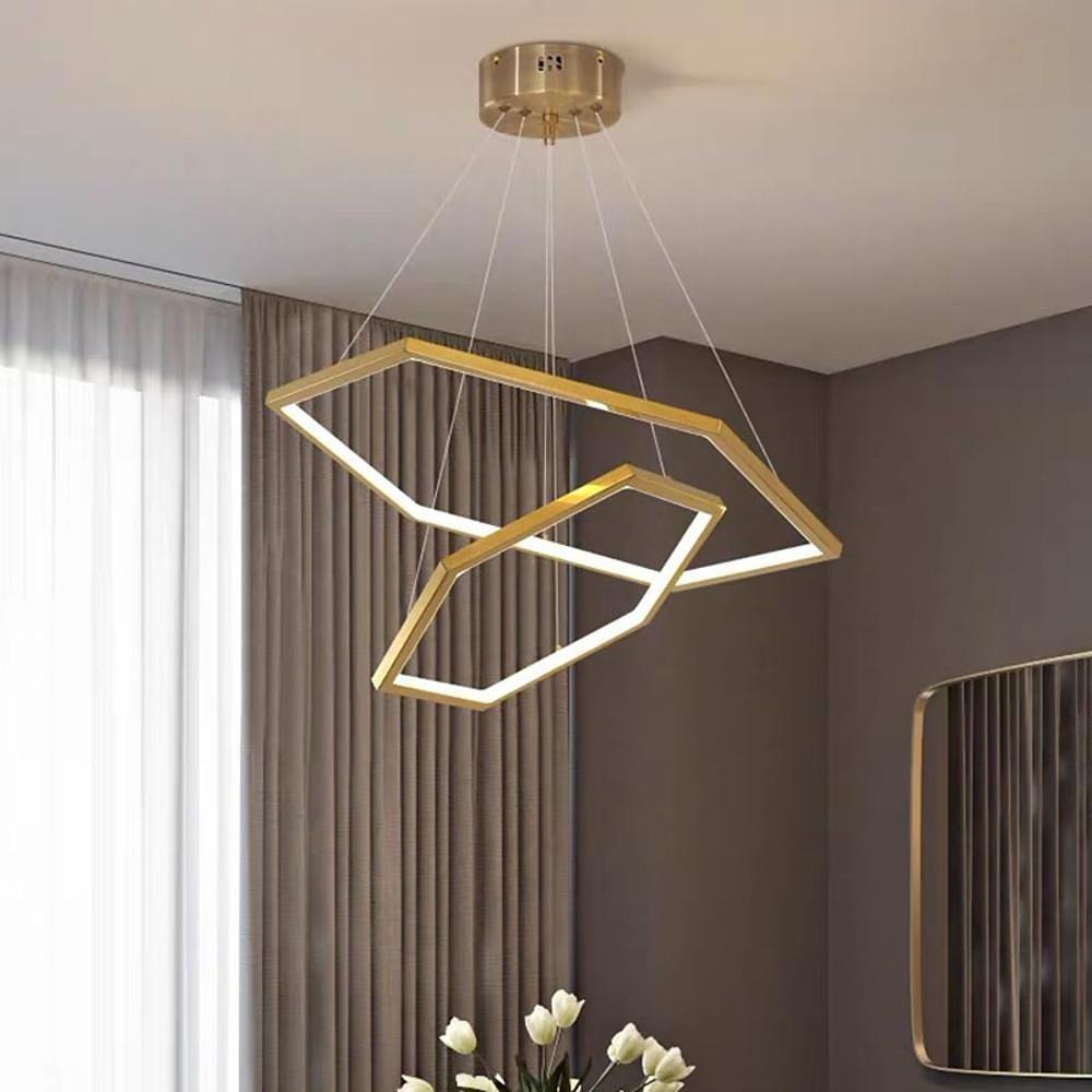 Geometric Ring Electroplated Stainless Steel LED Modern Chandelier Ceiling Lights