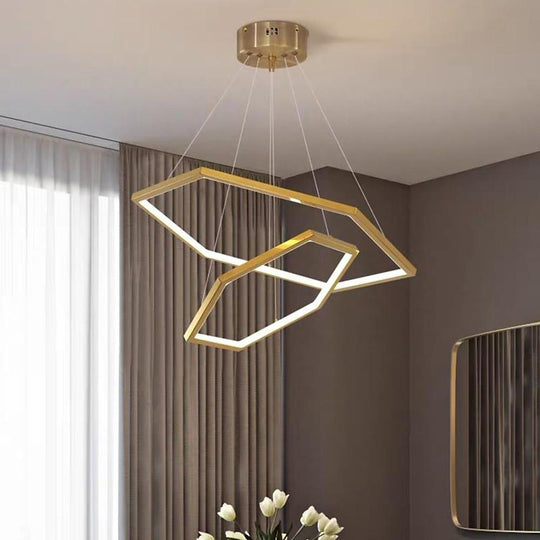 Geometric Ring Electroplated Stainless Steel LED Modern Chandelier Ceiling Lights