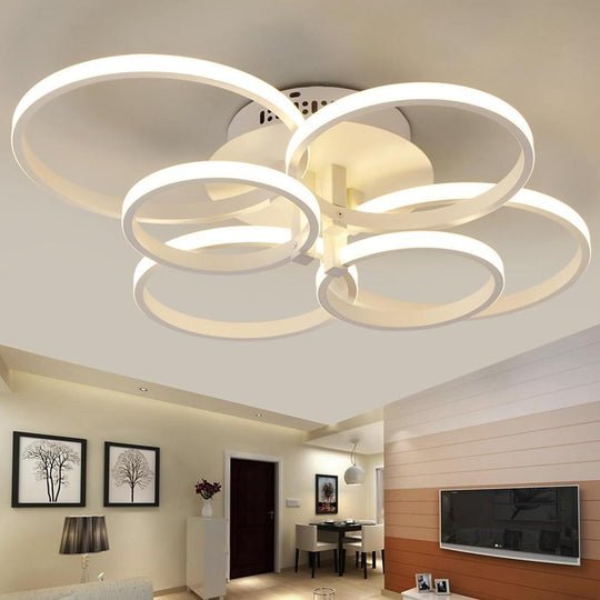 6-Light Metal and Silica Gel Flush Mount LED Ceiling Light – Modern Contemporary Design