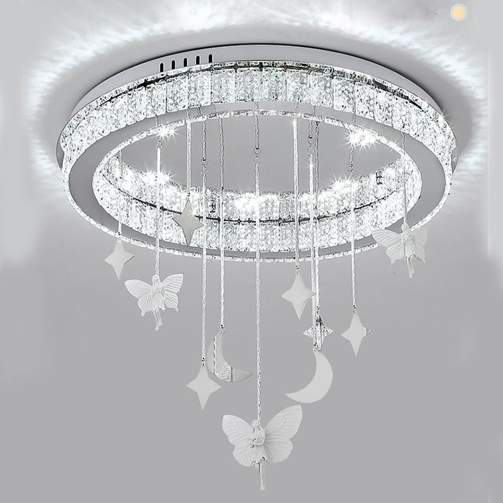 Circular Electroplated Metal Crystal LED Modern Chandelier