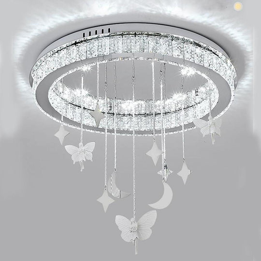 Circular Electroplated Metal Crystal LED Modern Chandelier