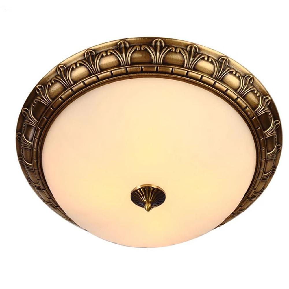 Antique Bronze Flush Mount Ceiling Light with Frosted Glass