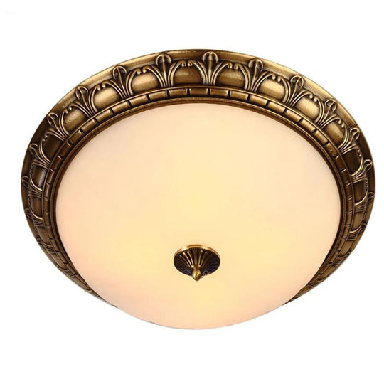 Antique Bronze Flush Mount Ceiling Light with Frosted Glass
