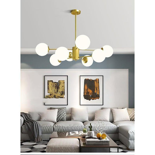 Globe Cluster Pendant Light Metal Glass LED Living Room Ceiling Light