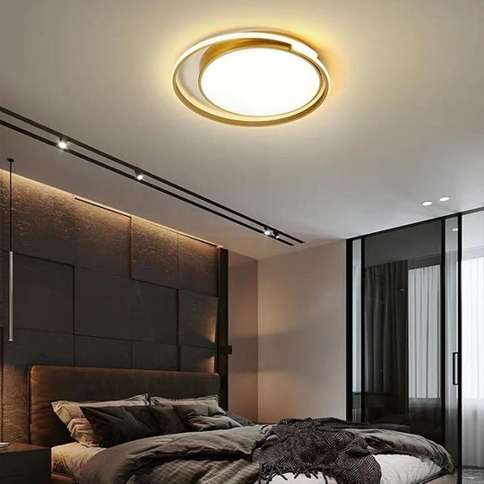 Black/Gold Circular Minimalist LED Flush Mount Ceiling Light