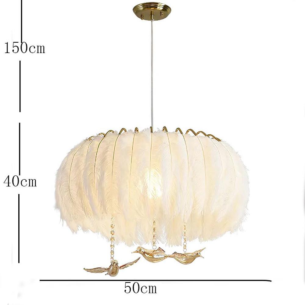 Modern Contemporary Drum Light Feather Chandelier