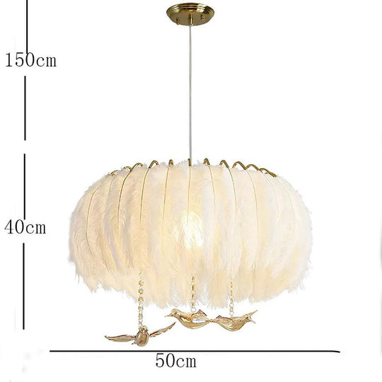 Modern Contemporary Drum Light Feather Chandelier