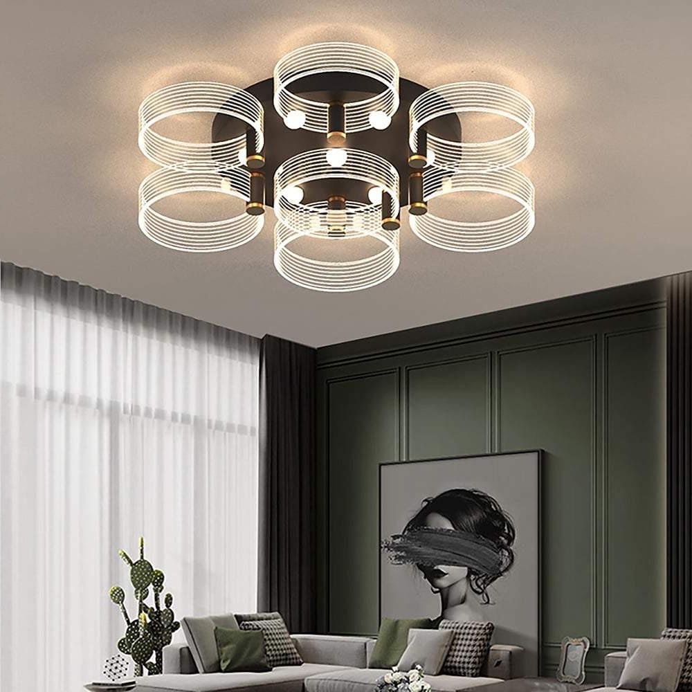 Circles Modernist LED Flush Mount Crystal Ceiling Light