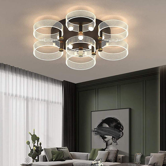 Circles Modernist LED Flush Mount Crystal Ceiling Light