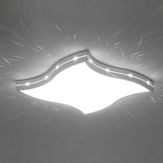 Waved Square Modern Crystal LED Flush Mount Ceiling Light