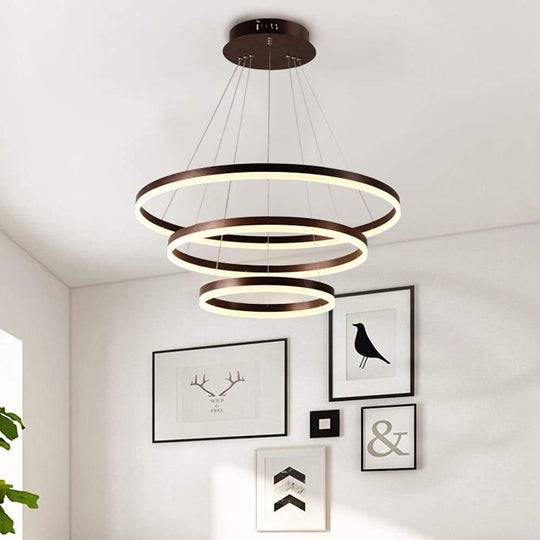 3 Circle Graduated Bedroom Chandeliers Remote Control Ceiling Light