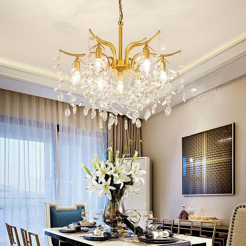Antique Crystal 7-Light LED Artistic Chandelier for Kitchen Island Lighting