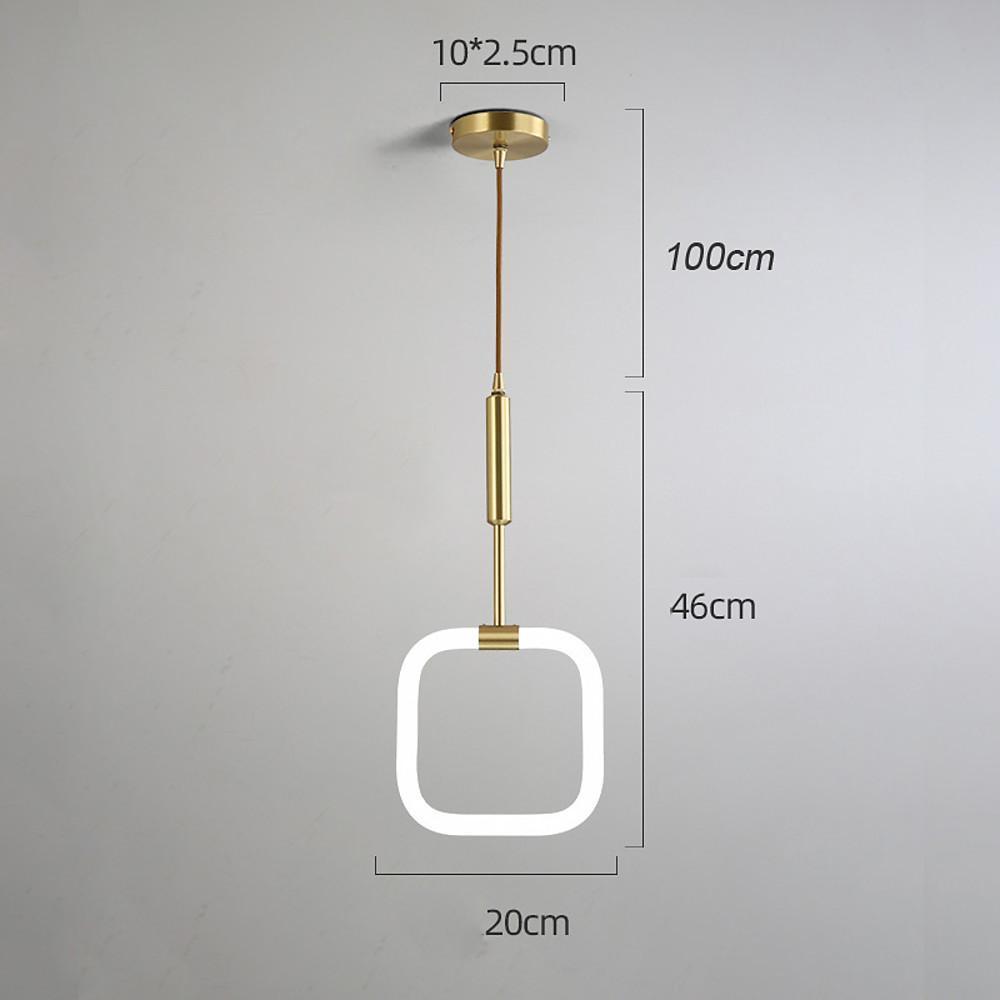 Square Pendant Light Copper Acrylic Geometrical LED Ceiling Light
