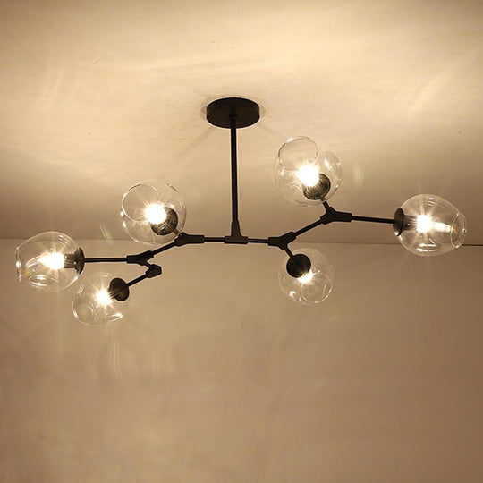 Nordic Contemporary Molecule Chandelier – 6-Light Blown Glass Ceiling Fixture