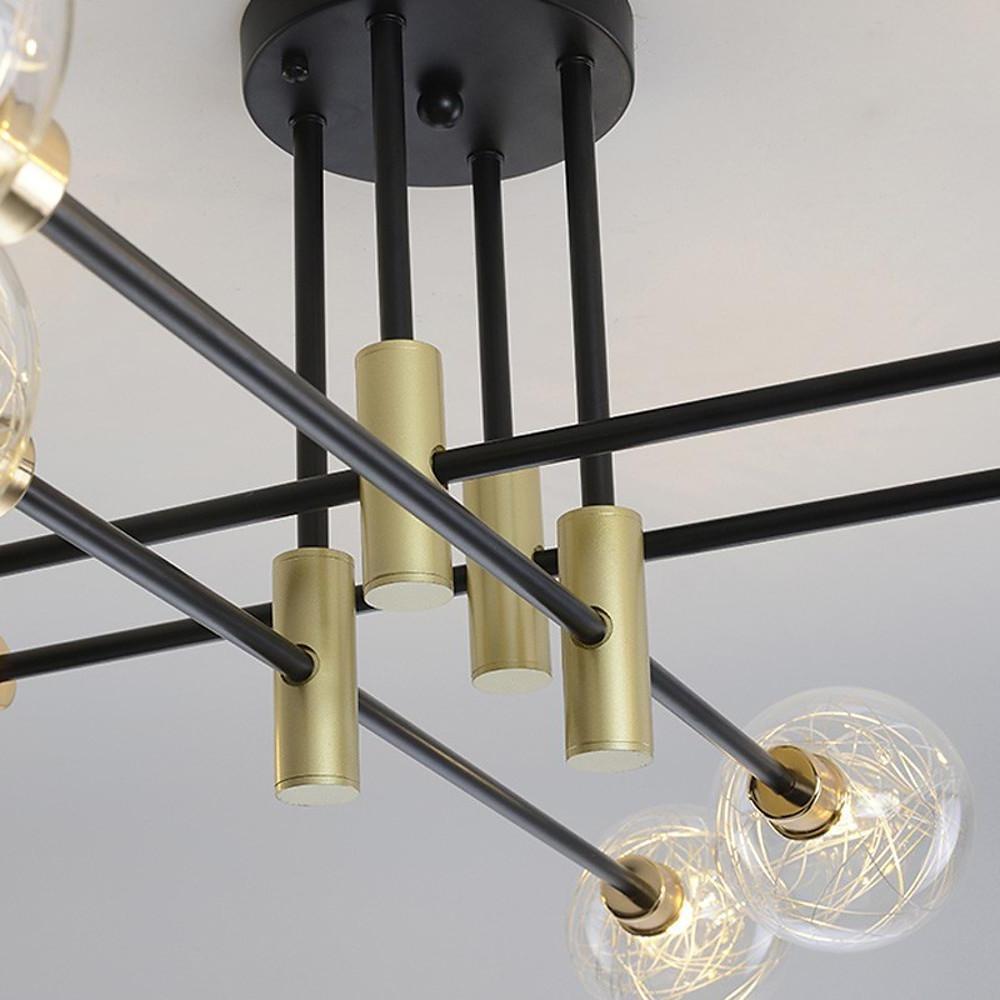8-Light Electroplated Metal Glass LED Modern Flush Mount Lighting