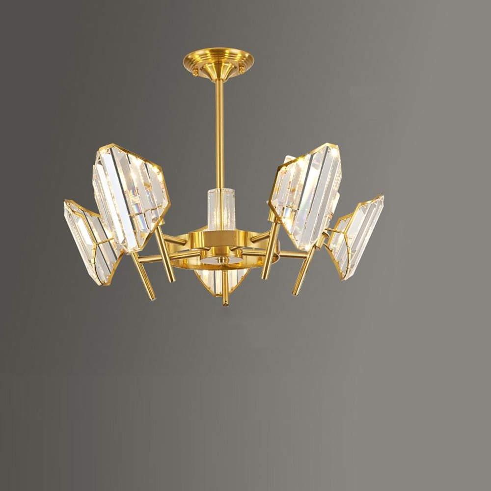 Brass Ring Frame Crystal LED Chandelier – Gold Metal with Crystal Accents