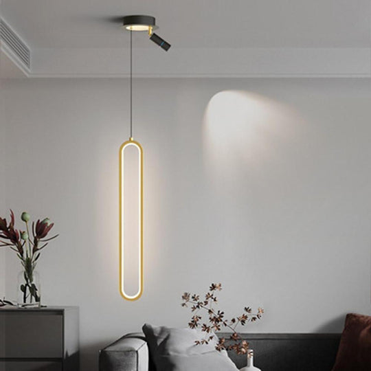 Rounded Rectangular LED Modern Pendant Light Hanging Lamp Island Light