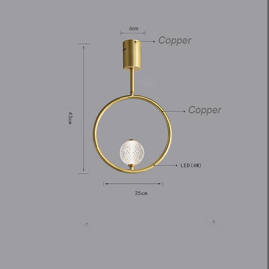 Ring Globe Acrylic Brass Ceiling Light – Modern Nordic LED Flush Mount
