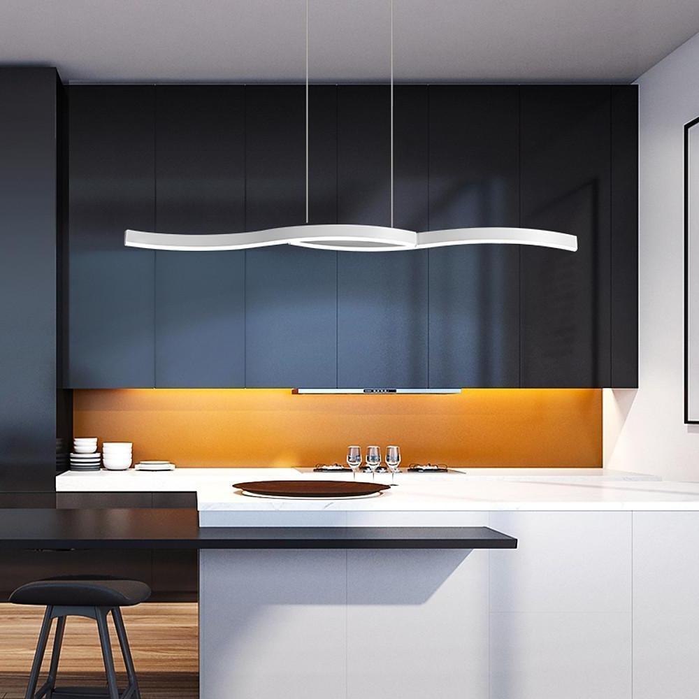 Dual Wave Metal & PVC Island Dining Chandelier – 2-Light LED