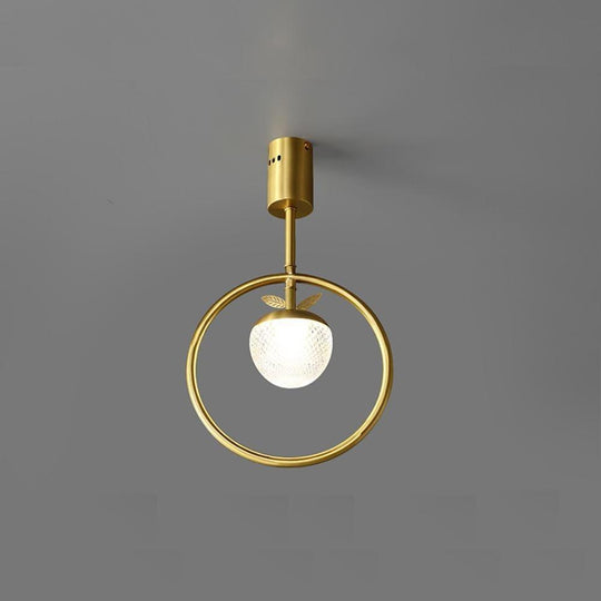 Circle LED Gold Flush Mount Ceiling Light – Modern Nordic Acrylic & Copper Design