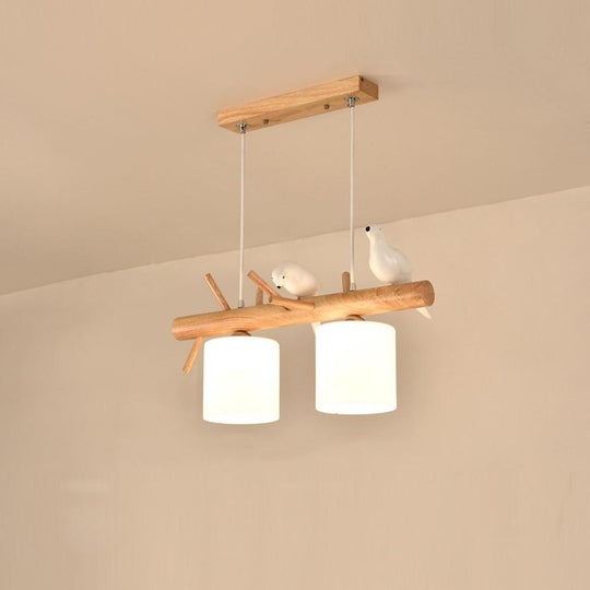 Rustic Adjustable Wood and Glass Pendant Light