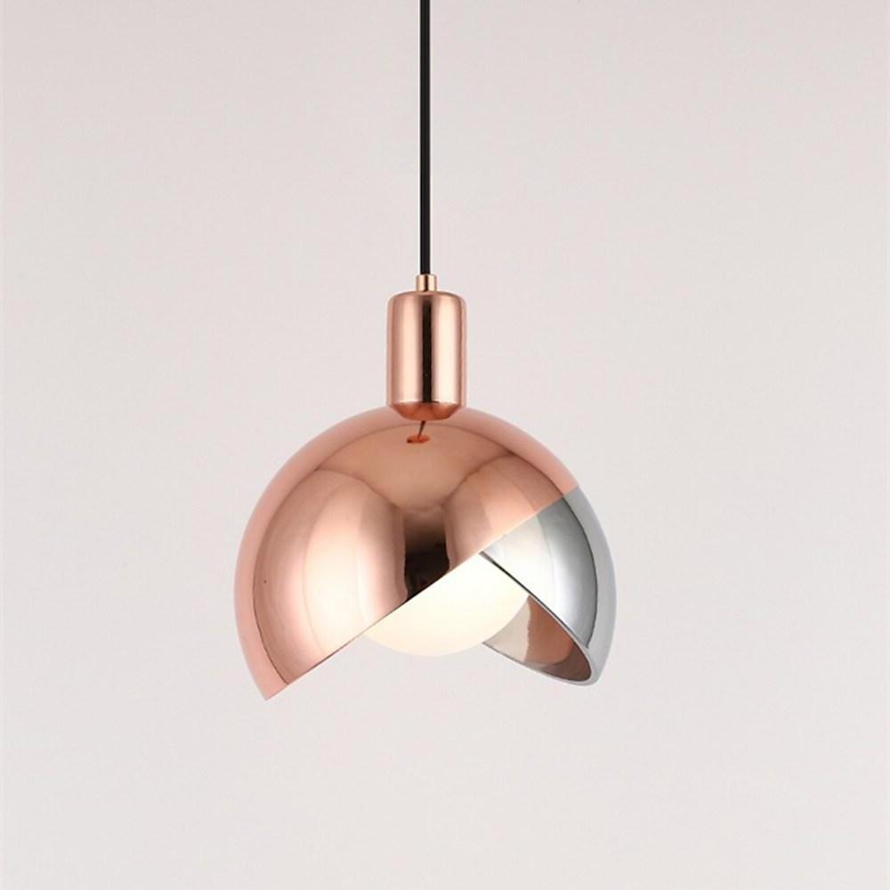 Industrial Dual-Tone Semi Globe Glass Pendant Light