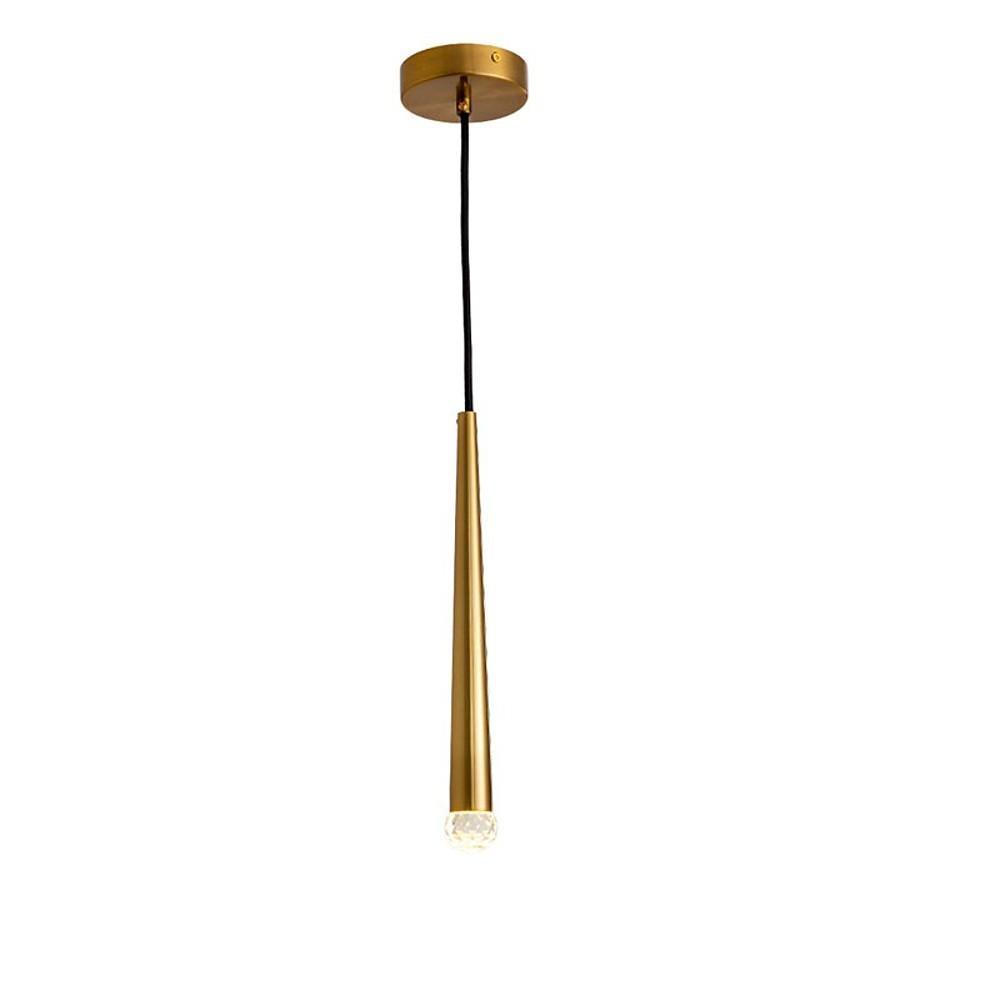Slim Cylinder Electroplated Metal Crystal LED Pendant Light