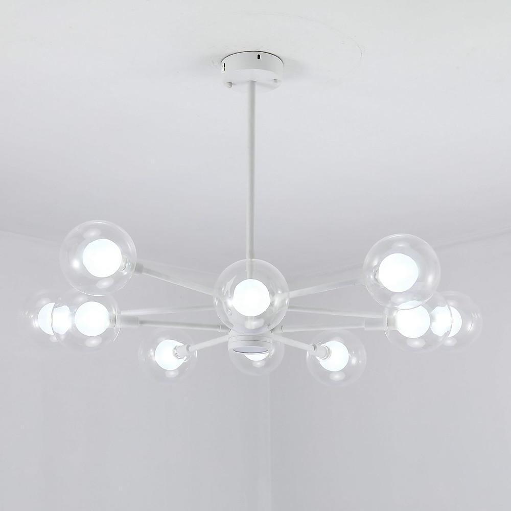 10-Light Glass LED White Contemporary Chandelier Pendant Light