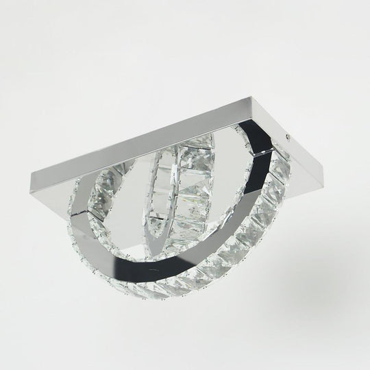 Small Crystal Semicircular LED Flush Mount Ceiling Light
