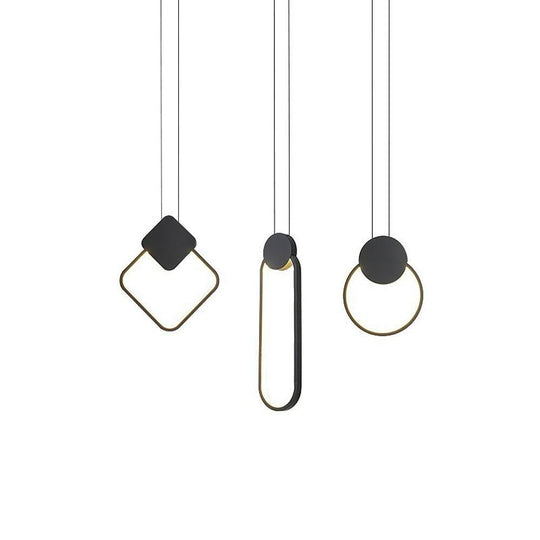 Geometric LED Black Modern Pendant Light