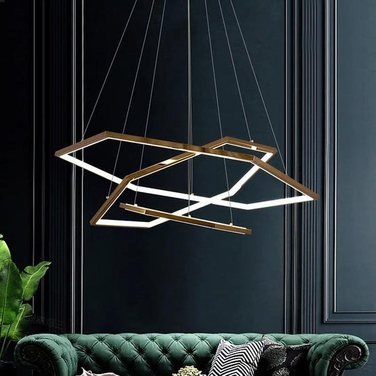 Geometric Ring Electroplated Stainless Steel LED Modern Chandelier Ceiling Lights