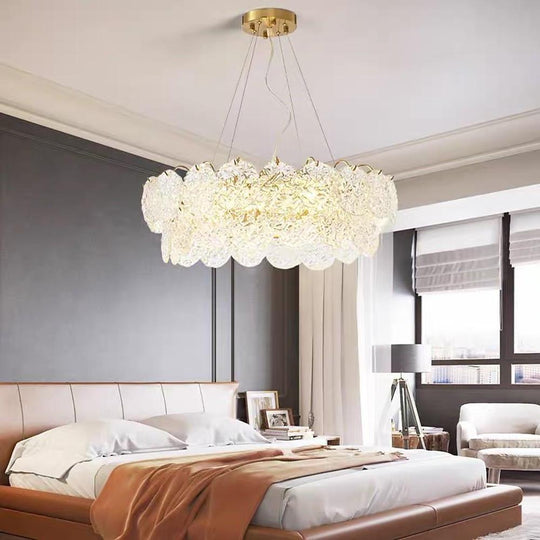 Shell-Inspired Glass and Acrylic LED Chandelier