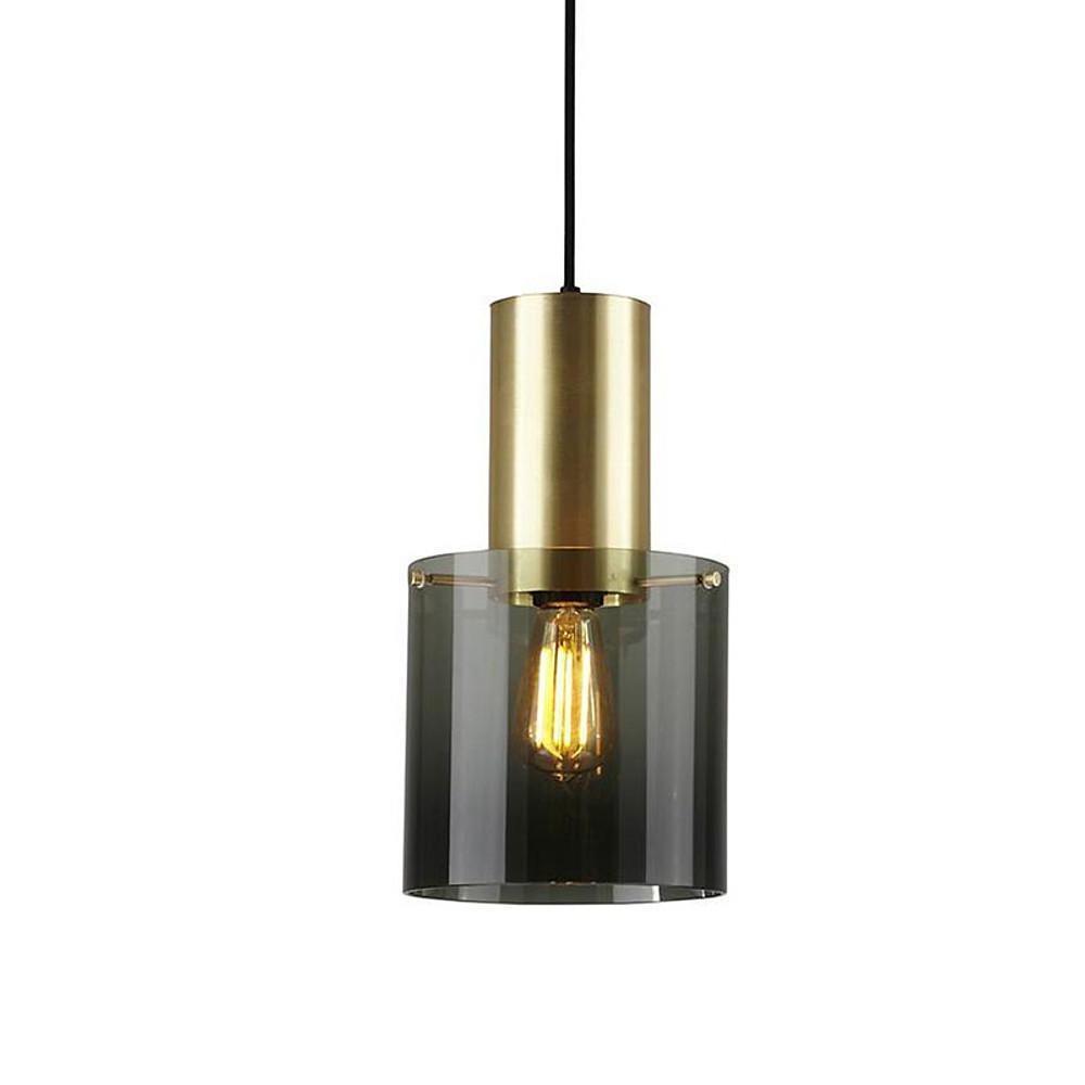 Modernist Cylindrical Glass Industrial Pendant Light