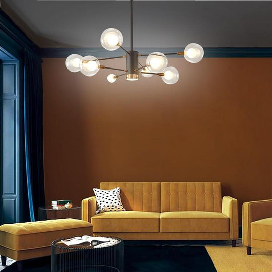 8-Light Glass LED Modern Sputnik Chandelier