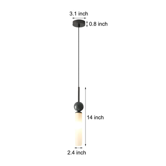 Vertical Marble Cylinder 1-Light Pendant Light