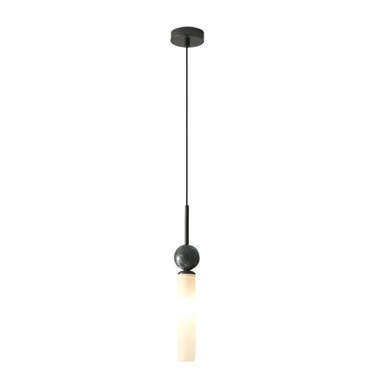 Vertical Marble Cylinder 1-Light Pendant Light
