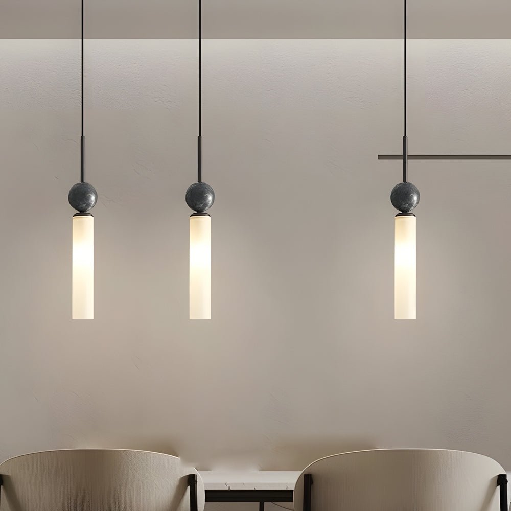 Vertical Marble Cylinder 1-Light Pendant Light